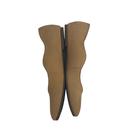 Lucky Brand Women Dellie Beige Brown Ballet Flats Shoes Scallop Sz 7M Comfort - Picture 2 of 11